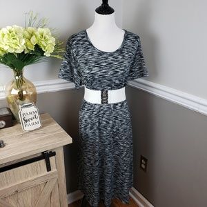 Lularoe 2XL Carly Black and White Microstripe
